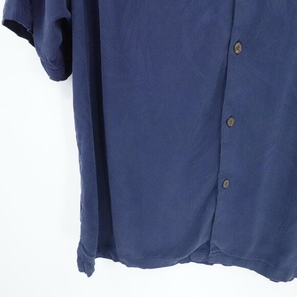 Tommy Bahama Shirt Mens XL Blue Palm Print Silk Camp Loop Collar Resort Vacation - Picture 7 of 16